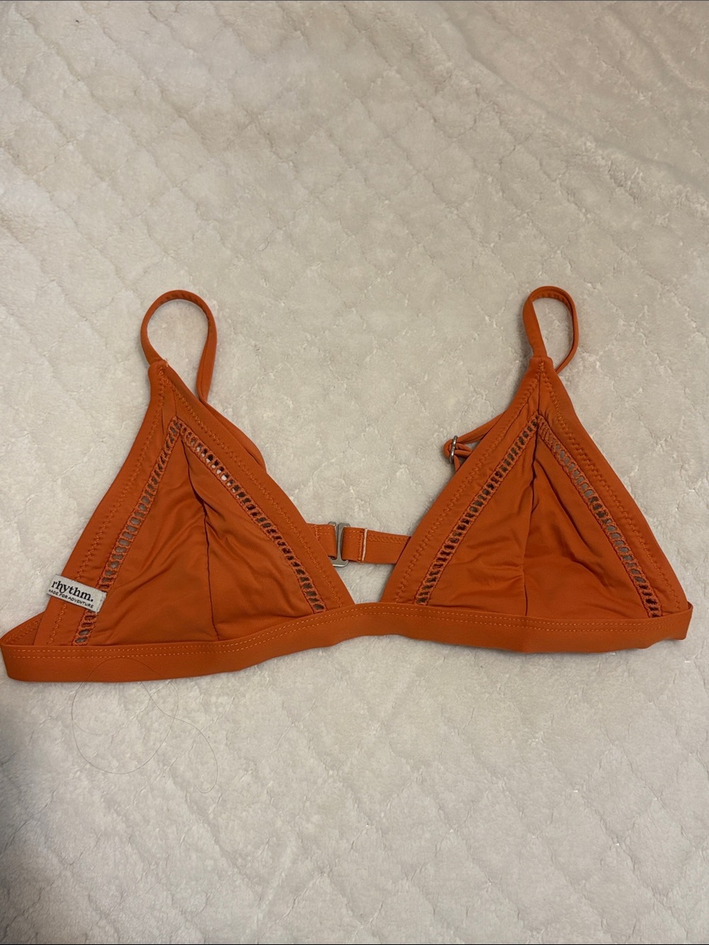 NWOT Rhythm ruSt orange triangle bikini top size medium